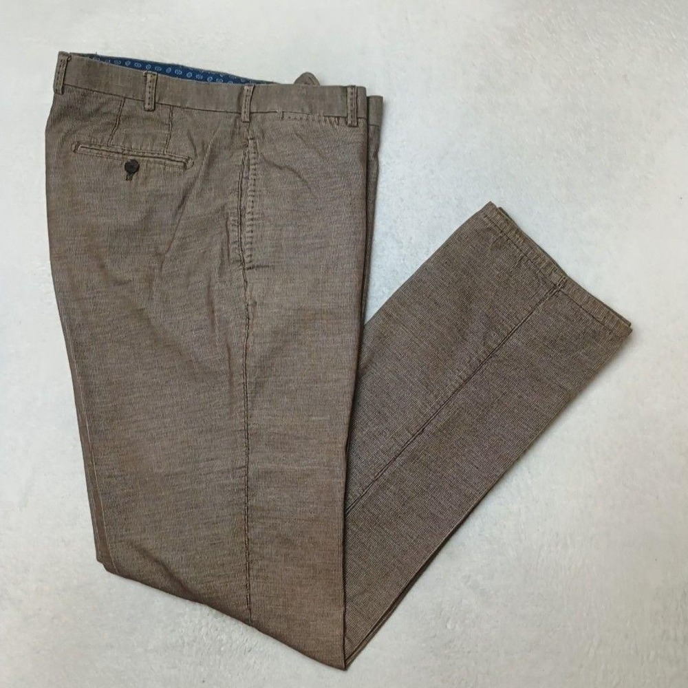Peter Millar Pants Men 36x33 Brown Corduroy Flat Front Dress Cotton Pockets Work